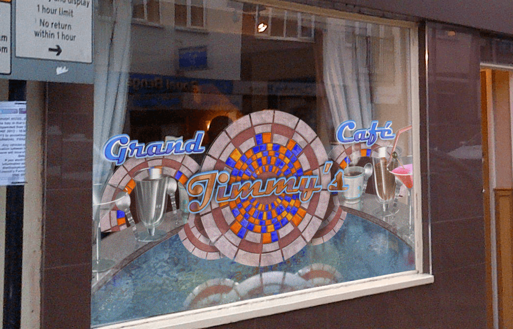 Jimmy's Grand Cafe window display mockup